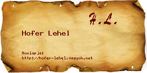 Hofer Lehel névjegykártya
